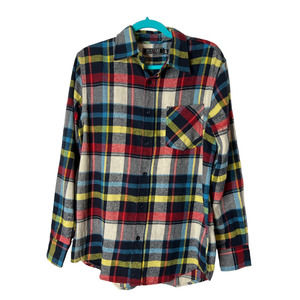 Bogari Men's Flannel Shirt in Multicolored Plaid Size Medium
